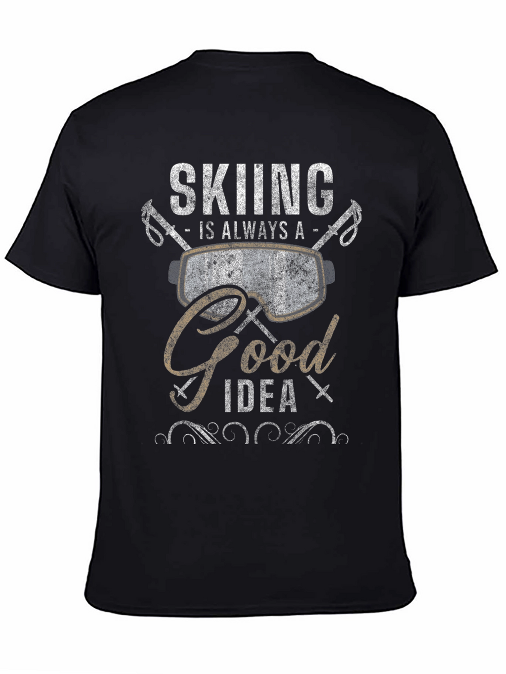 Skiing is Always a Good Idea Black Graphic Tee