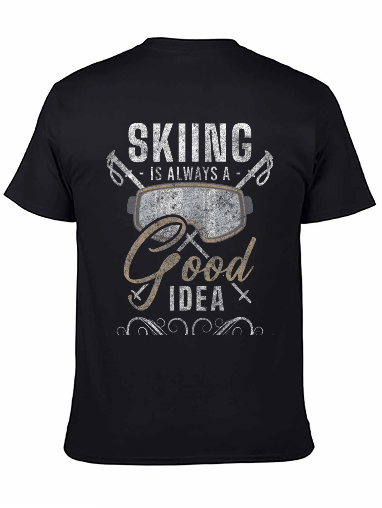 Skiing is Always a Good Idea Black Graphic Tee