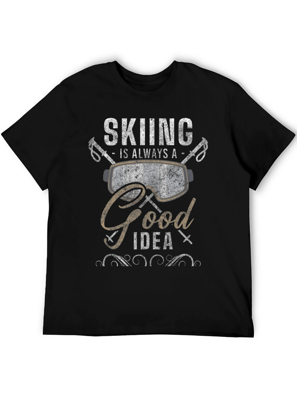 Skiing is Always a Good Idea Black Graphic Tee