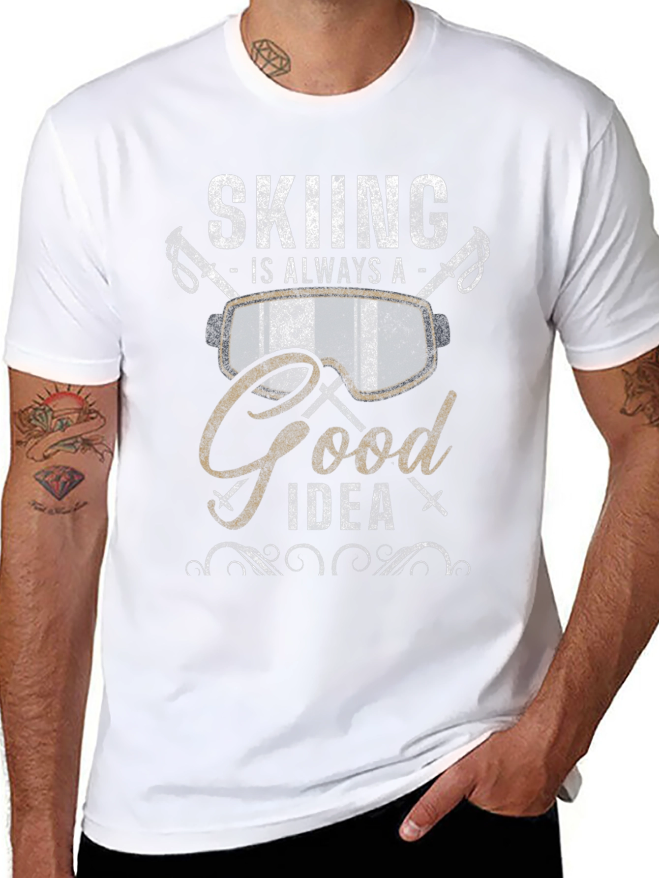 Skiing is Always a Good Idea Black Graphic Tee