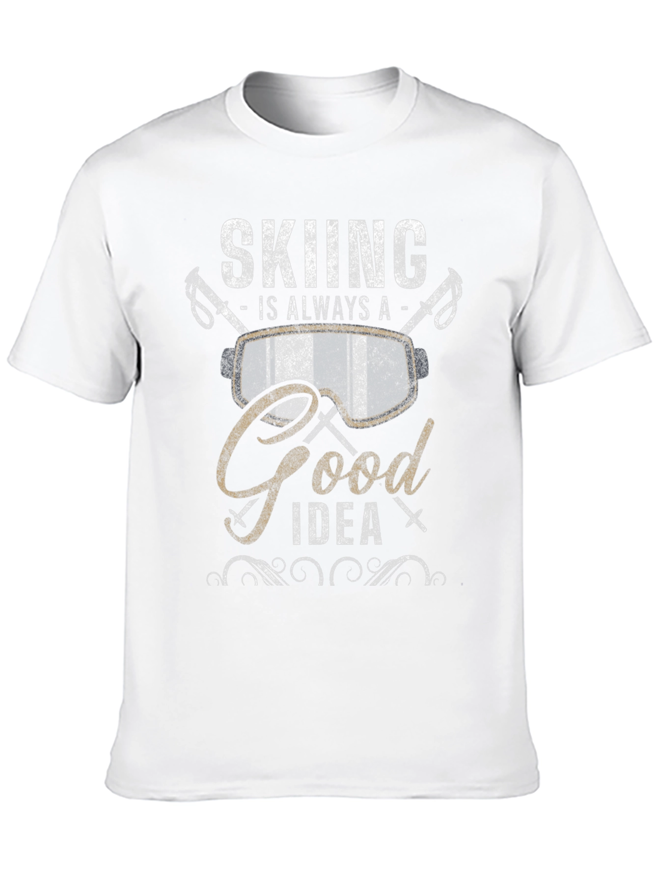 Skiing is Always a Good Idea Black Graphic Tee