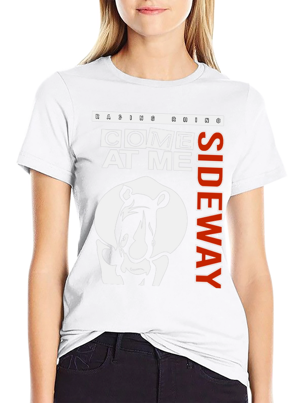 Raging Rhino Come At Me Sideway Black Graphic T-Shirt