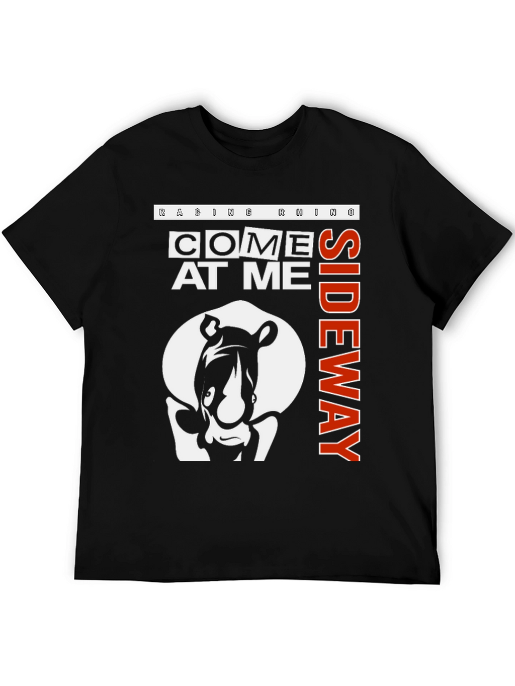 Raging Rhino Come At Me Sideway Black Graphic T-Shirt