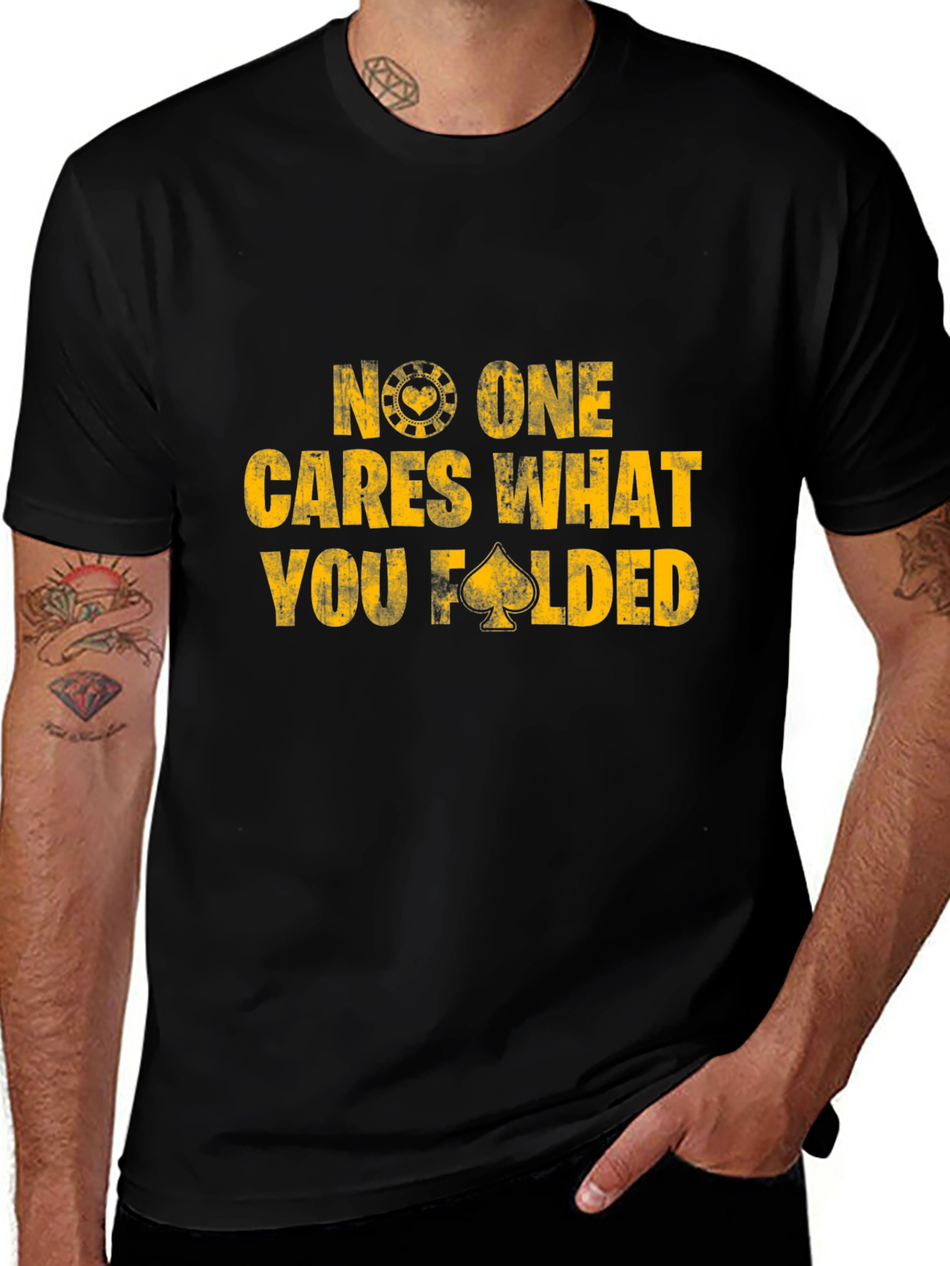 Poker No One Cares What You Folded Black T-Shirt