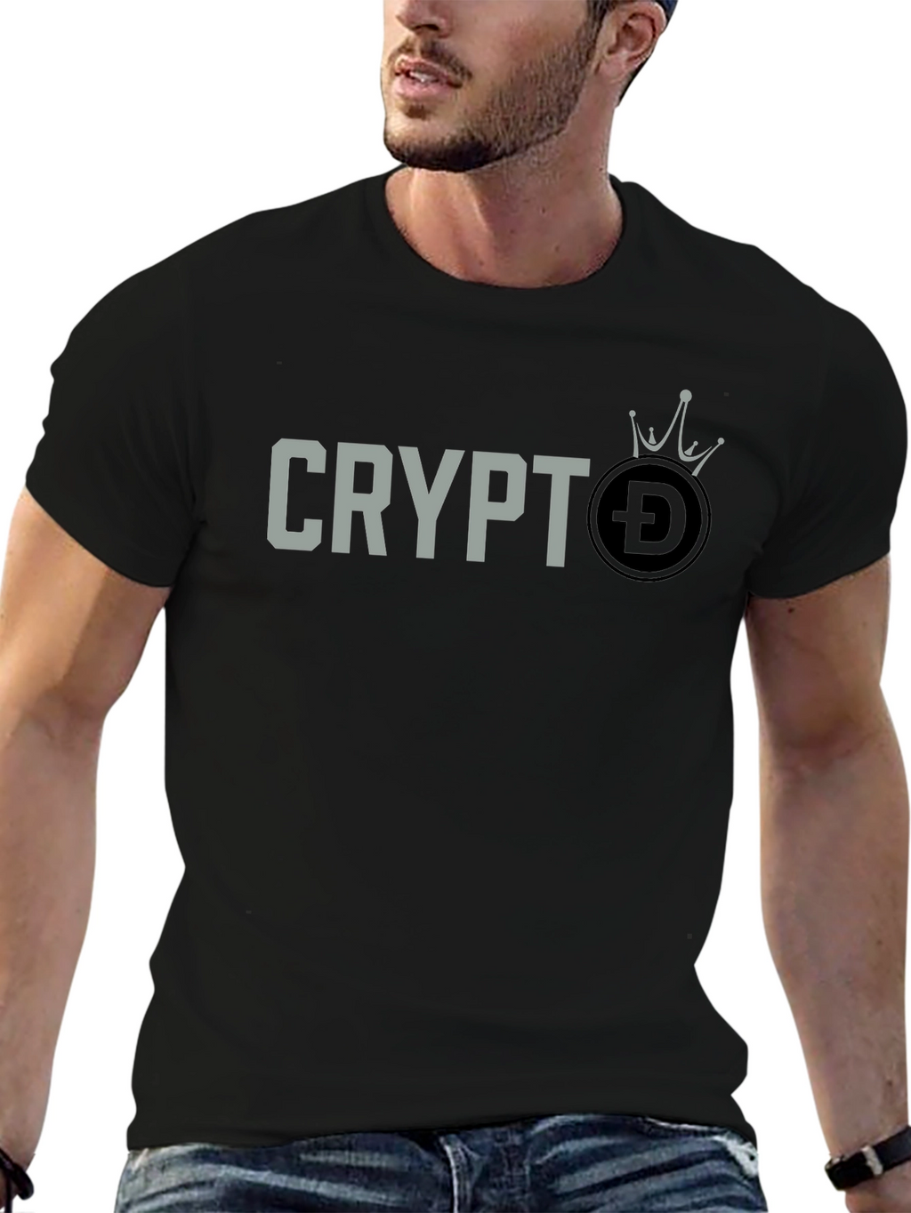 Crypto DOGE Crown T-Shirt - Black Graphic Tee