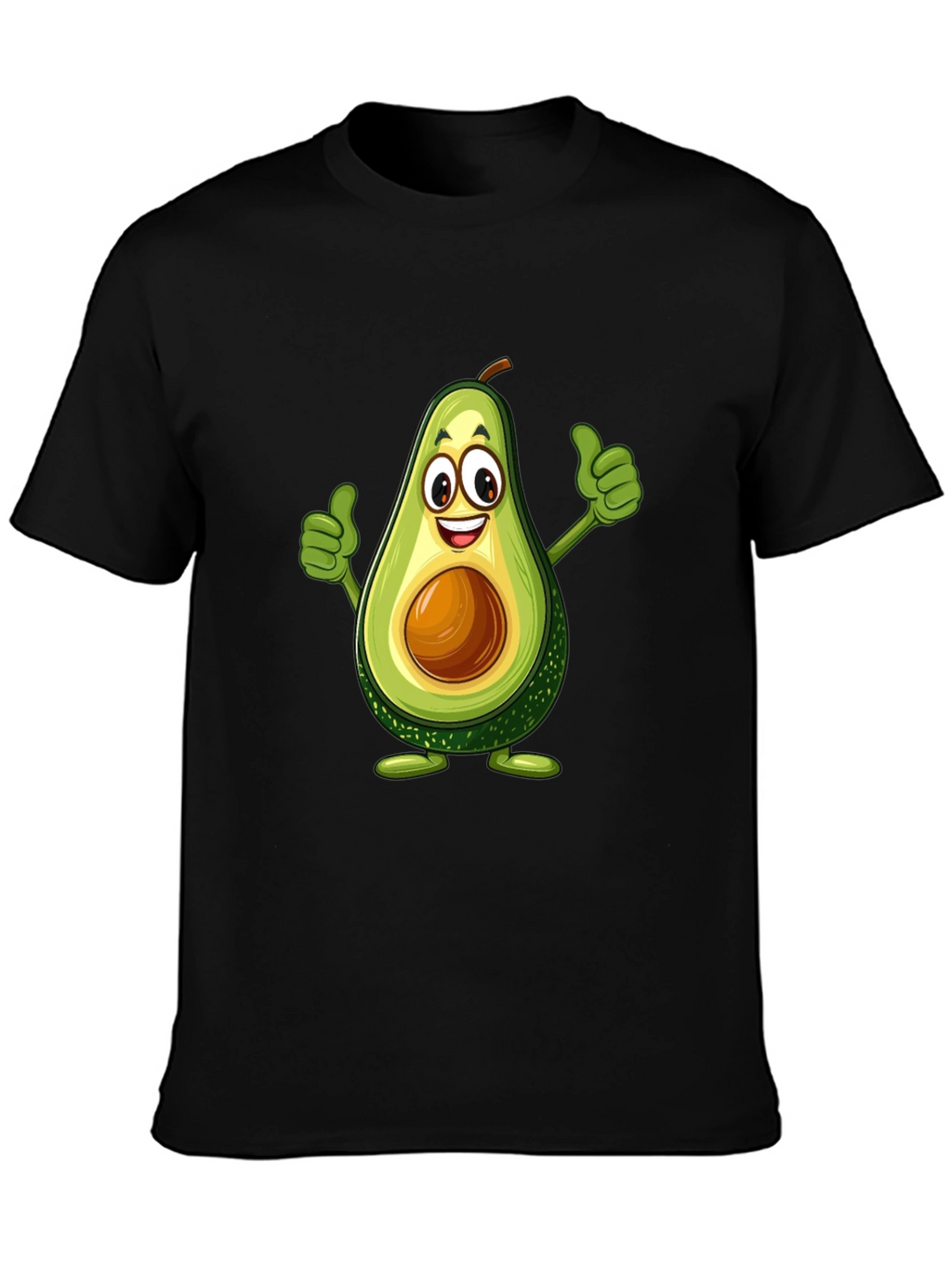 Avocado Cartoon Graphic Black T-Shirt