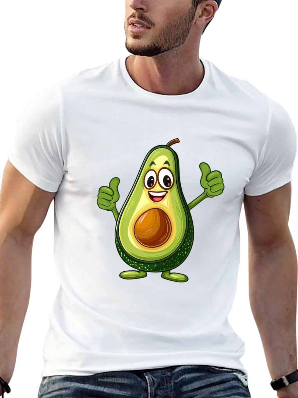 Avocado Cartoon Graphic Black T-Shirt