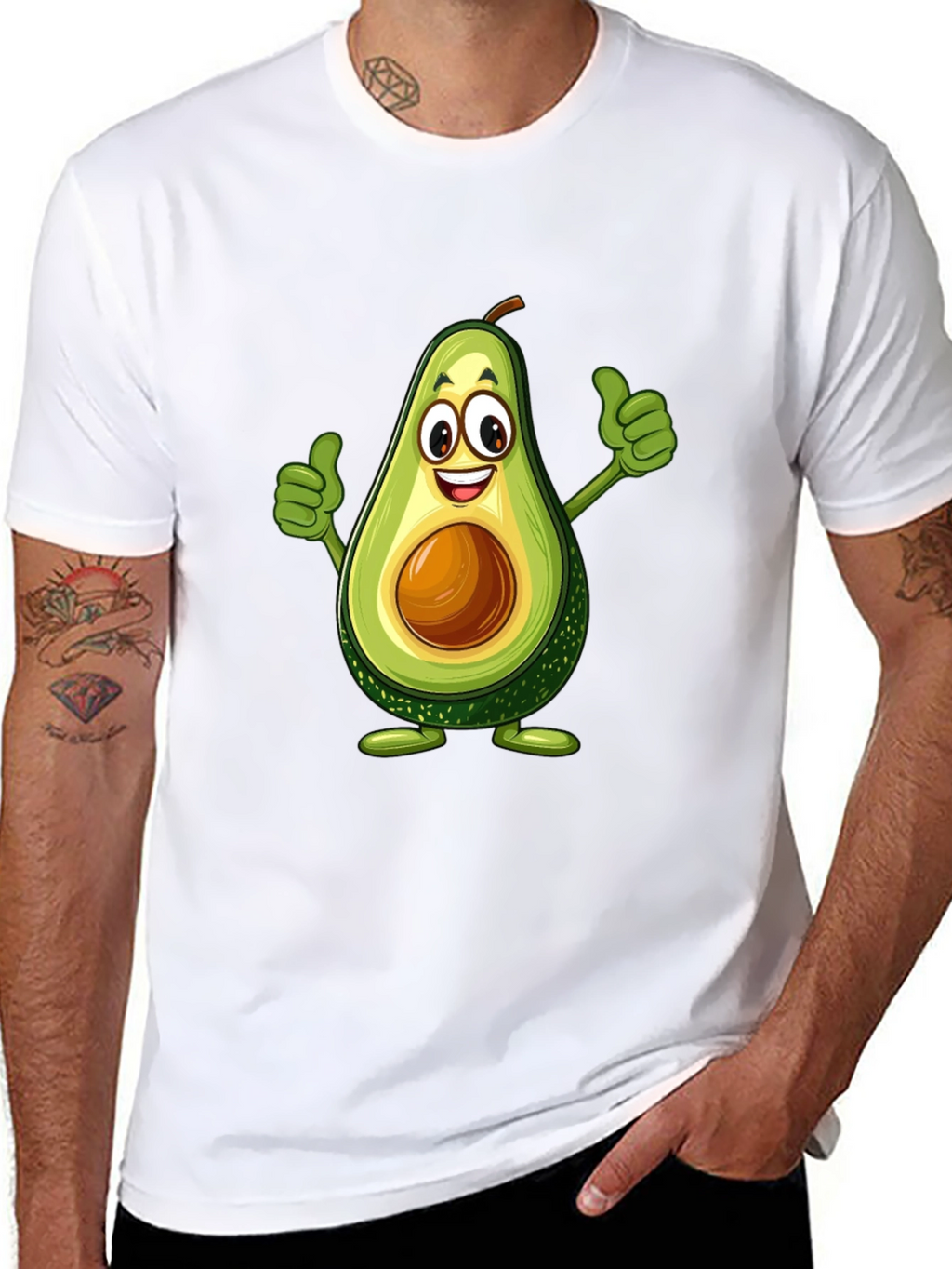 Avocado Cartoon Graphic Black T-Shirt