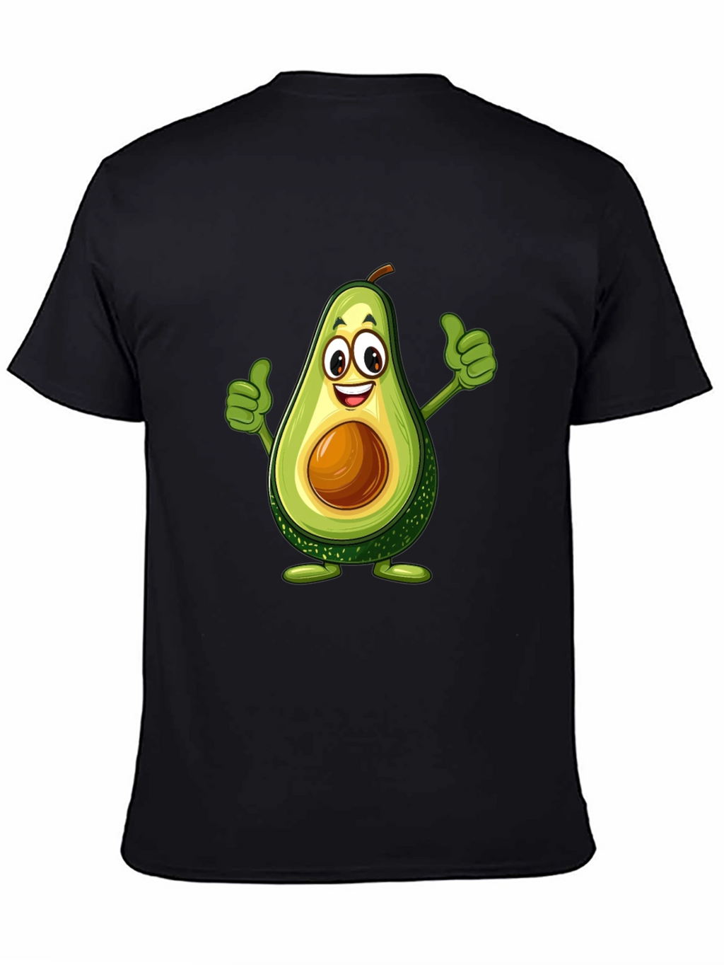 Avocado Cartoon Graphic Black T-Shirt