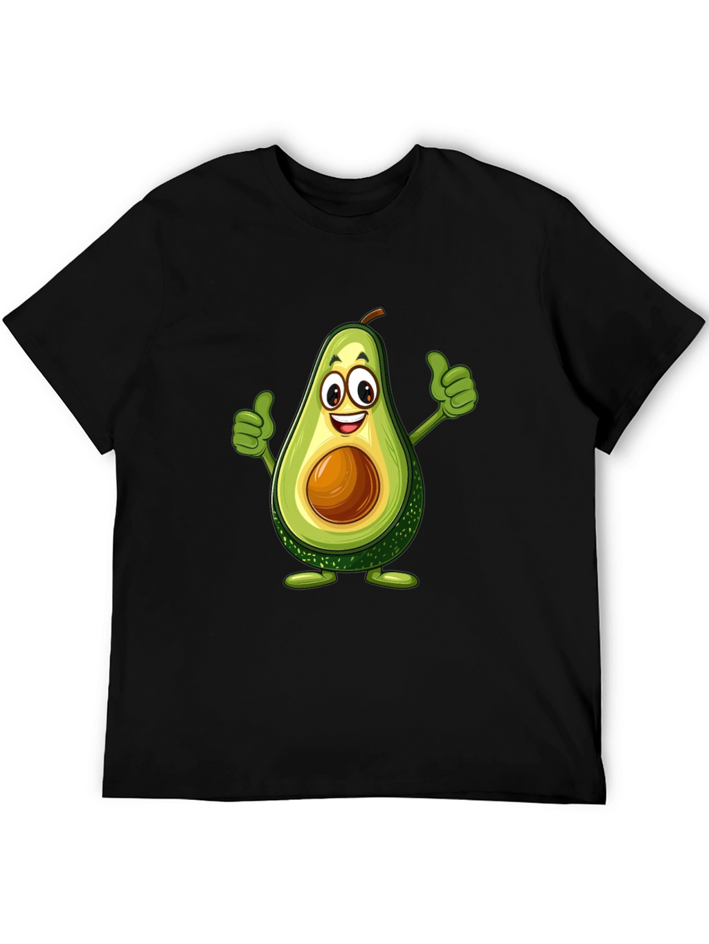 Avocado Cartoon Graphic Black T-Shirt