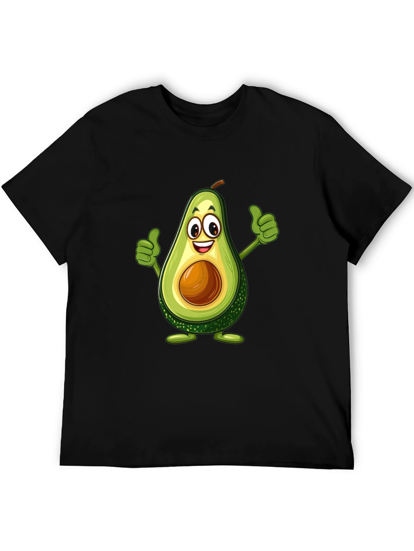 Avocado Cartoon Graphic Black T-Shirt