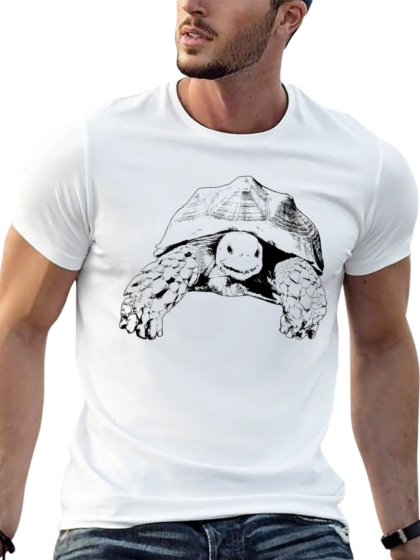 Tortoise Graphic Print Black Tee