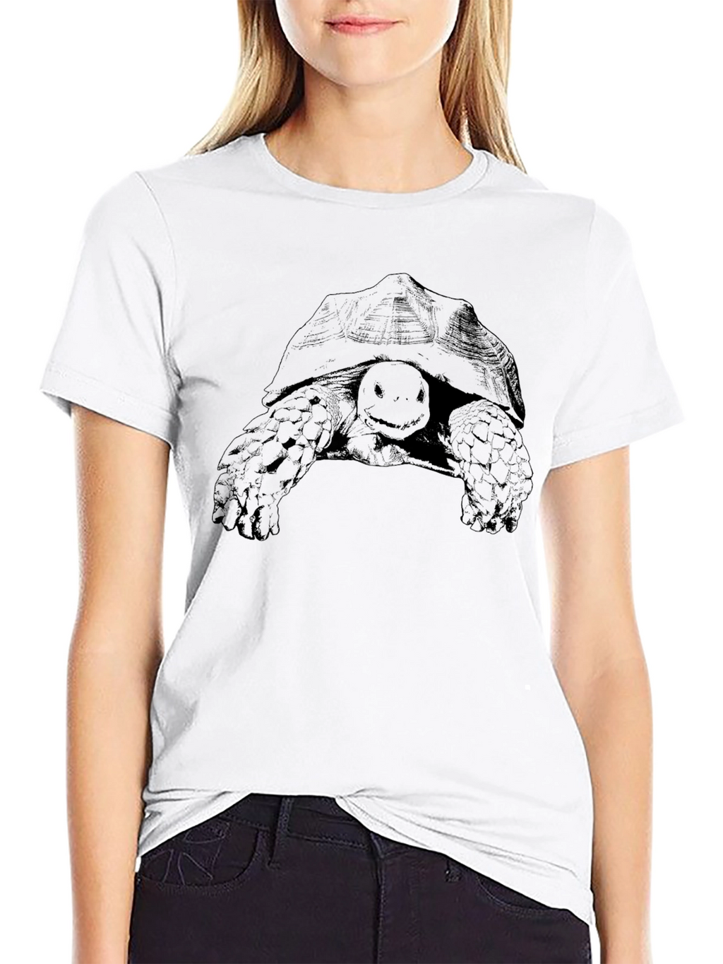 Tortoise Graphic Print Black Tee