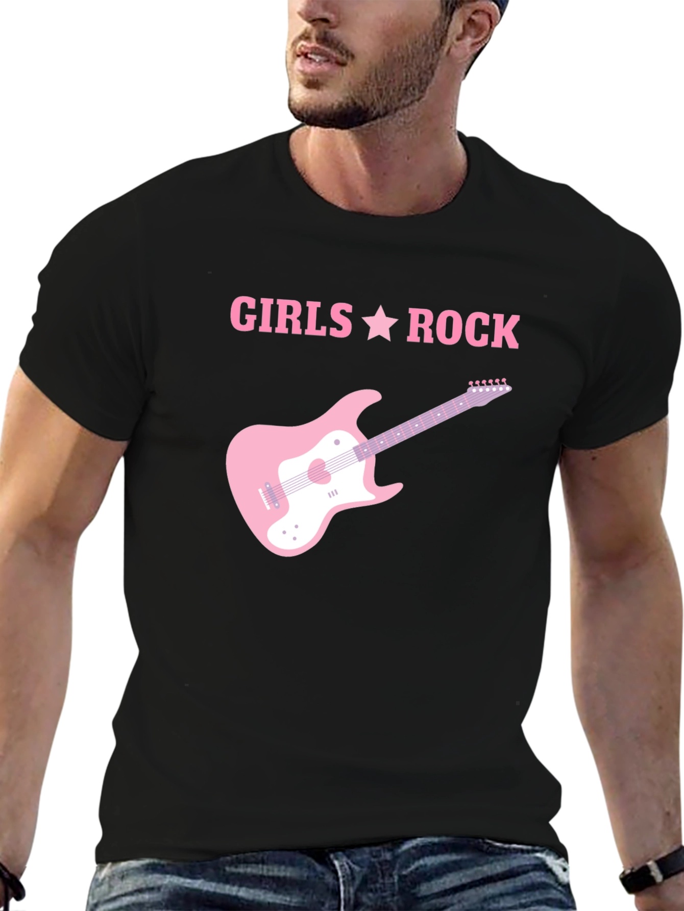 Girls Rock Pink Guitar T-Shirt