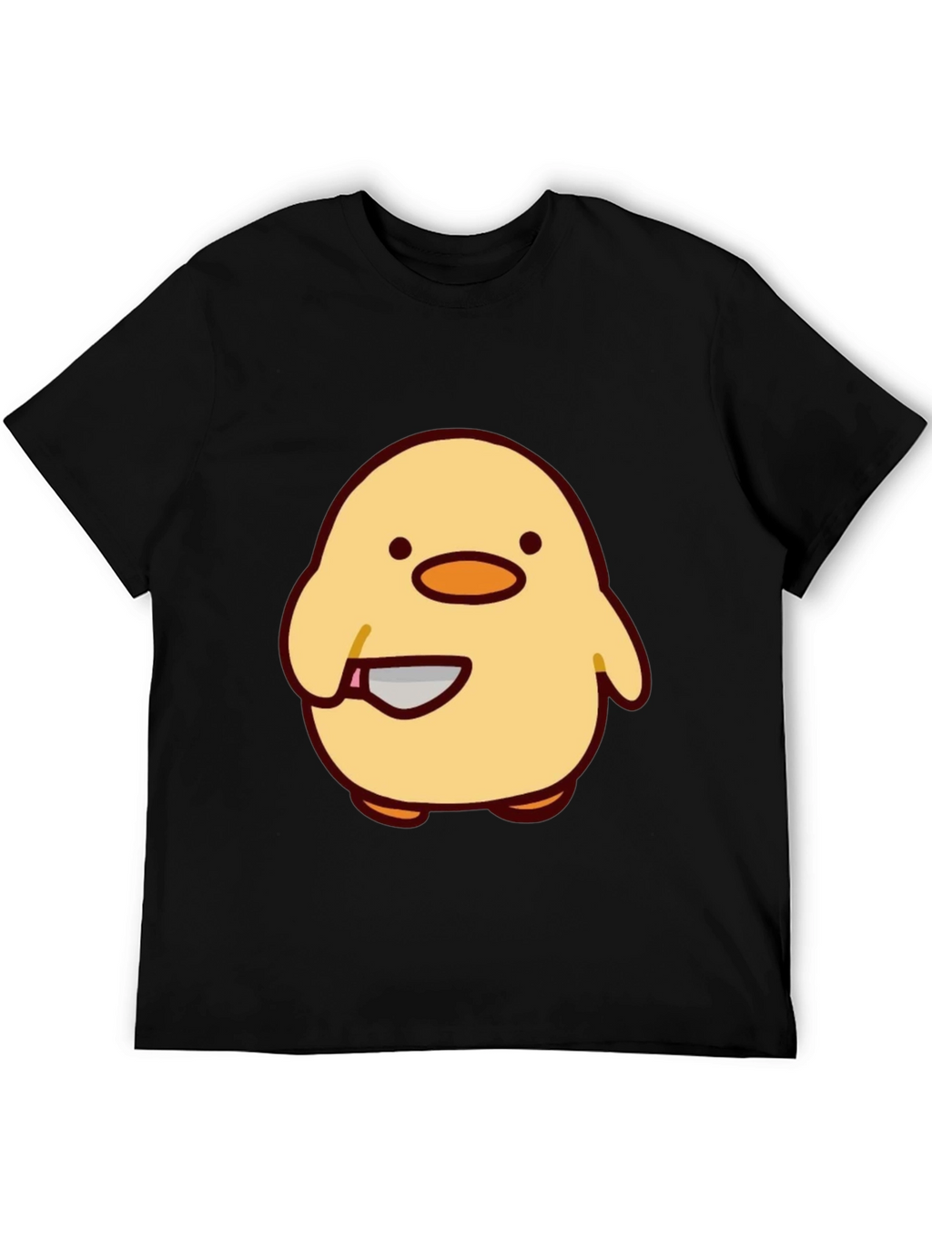 Cute Chick with Knife Graphic Tee - Black