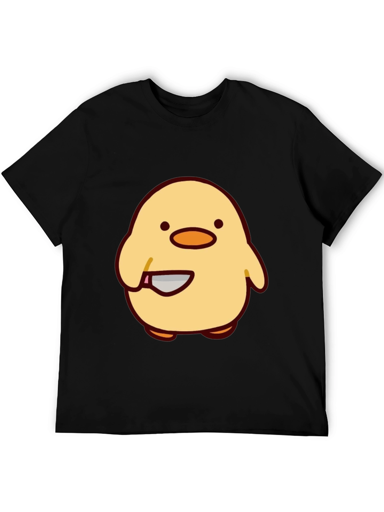 Cute Chick with Knife Graphic Tee - Black