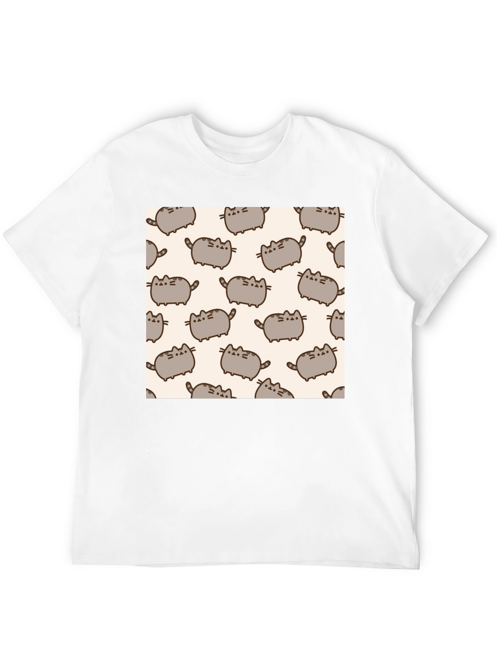 Pusheen Cat Pattern T-Shirt - Black