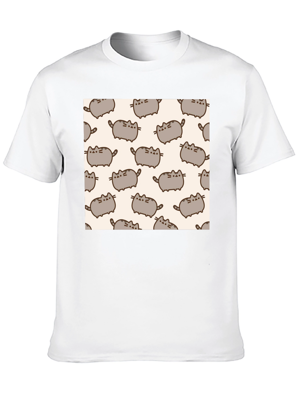 Pusheen Cat Pattern T-Shirt - Black