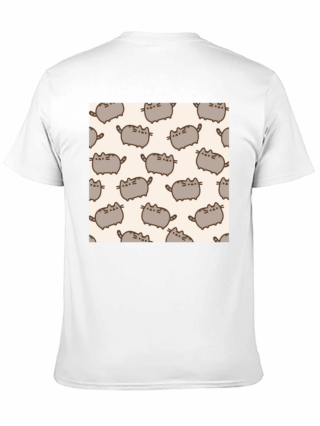 Pusheen Cat Pattern T-Shirt - Black