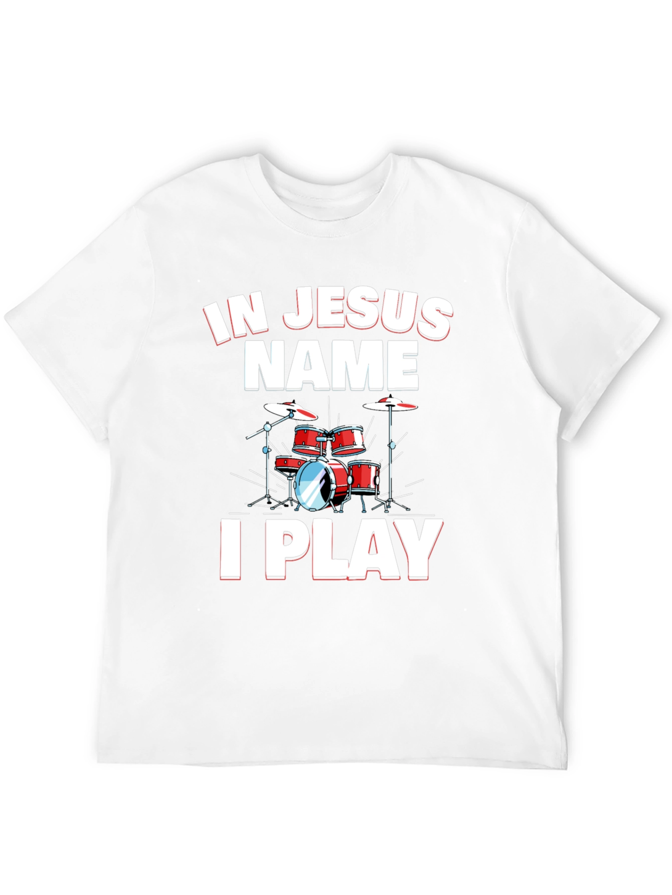 In Jesus Name I Play Drums Black T-Shirt