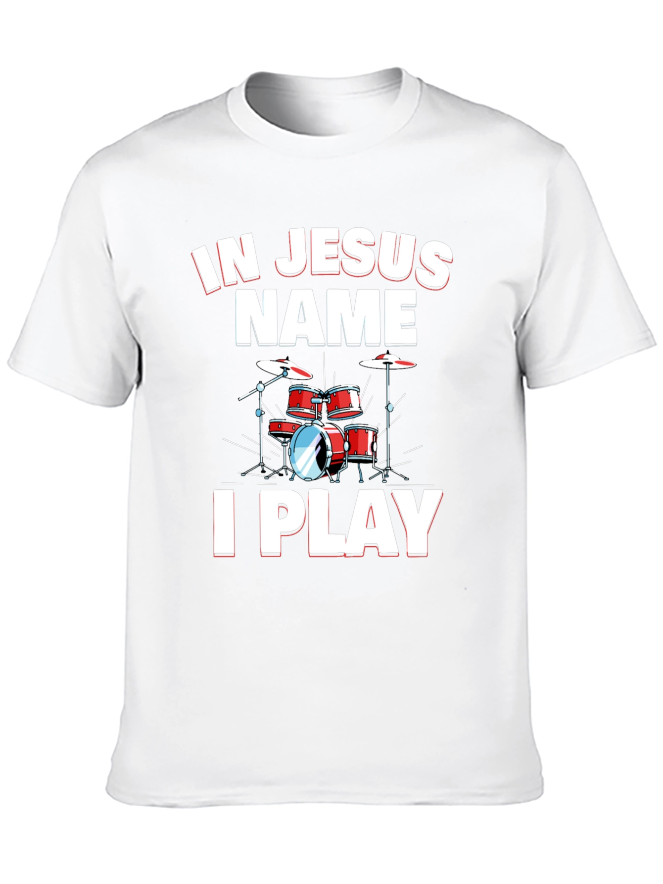 In Jesus Name I Play Drums Black T-Shirt