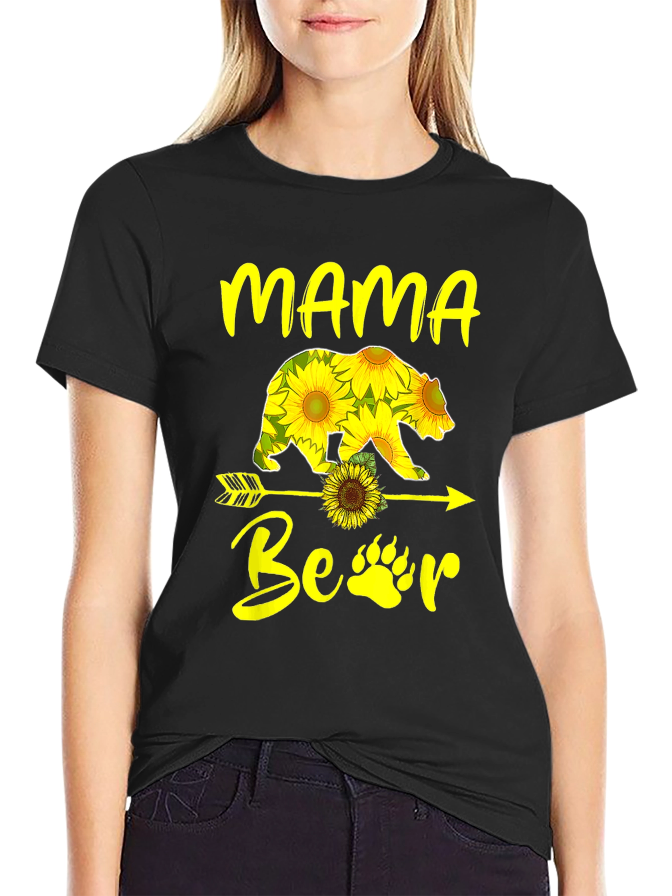 Mama Bear Sunflower Graphic T-Shirt