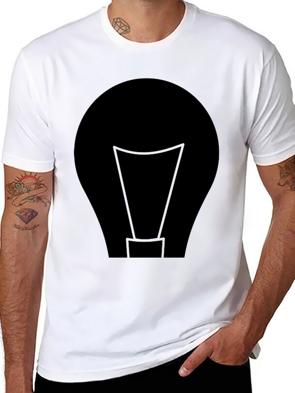 Bold Lightbulb Graphic Tee - Black Cotton Blend
