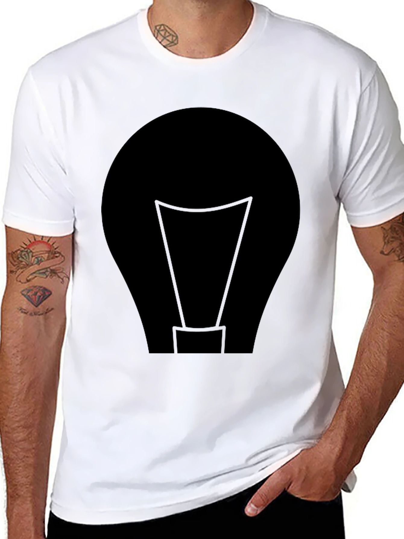 Bold Lightbulb Graphic Tee - Black Cotton Blend