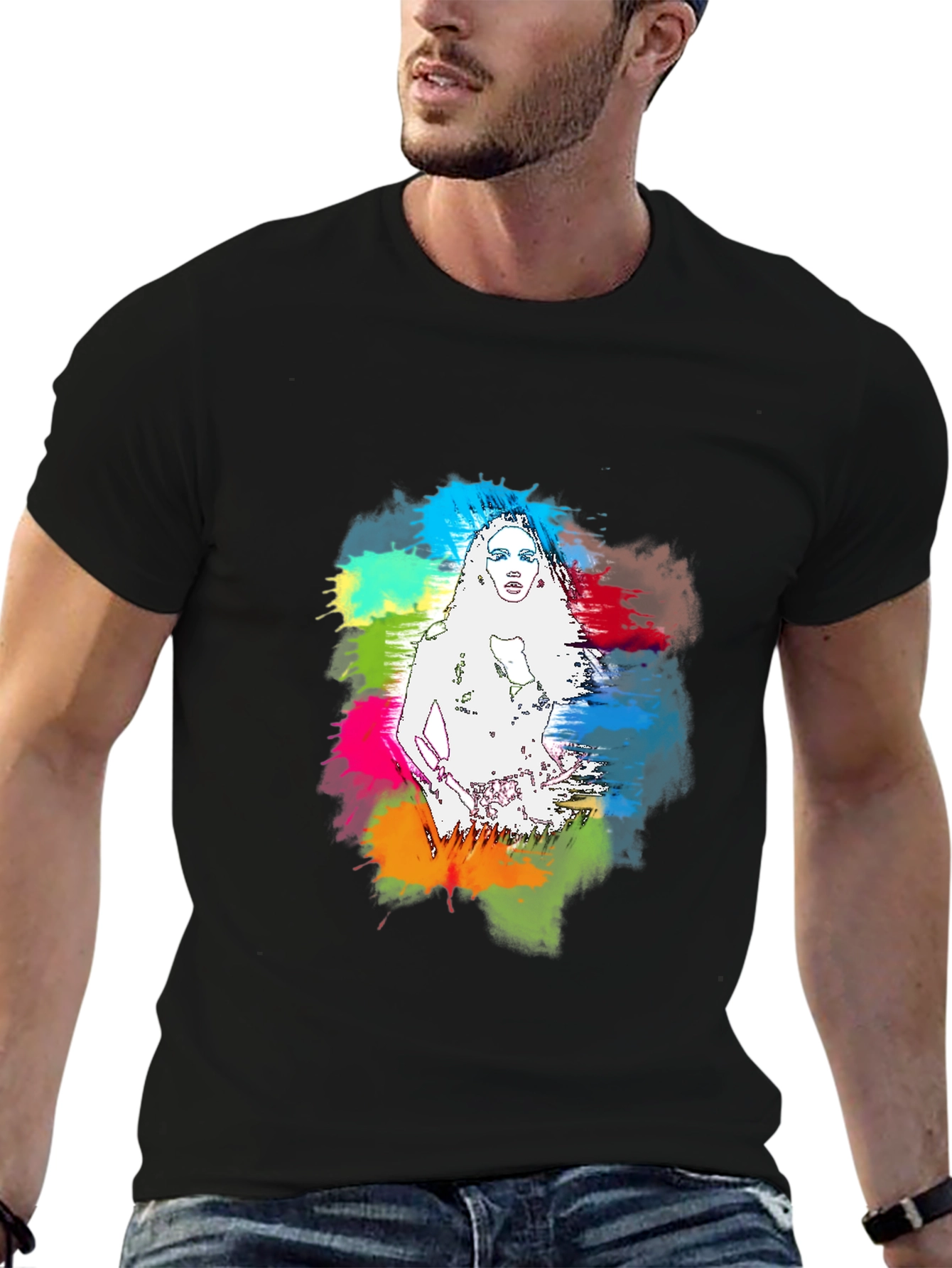 Vibrant Woman Graphic Black T-Shirt