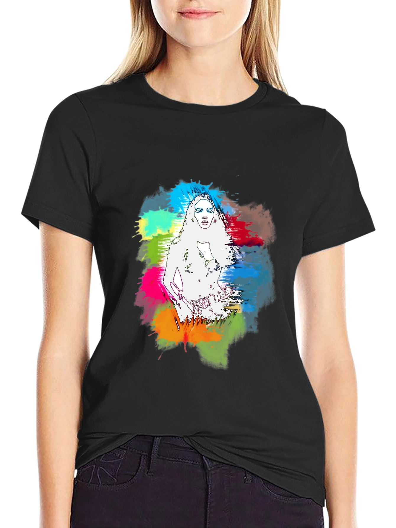 Vibrant Woman Graphic Black T-Shirt