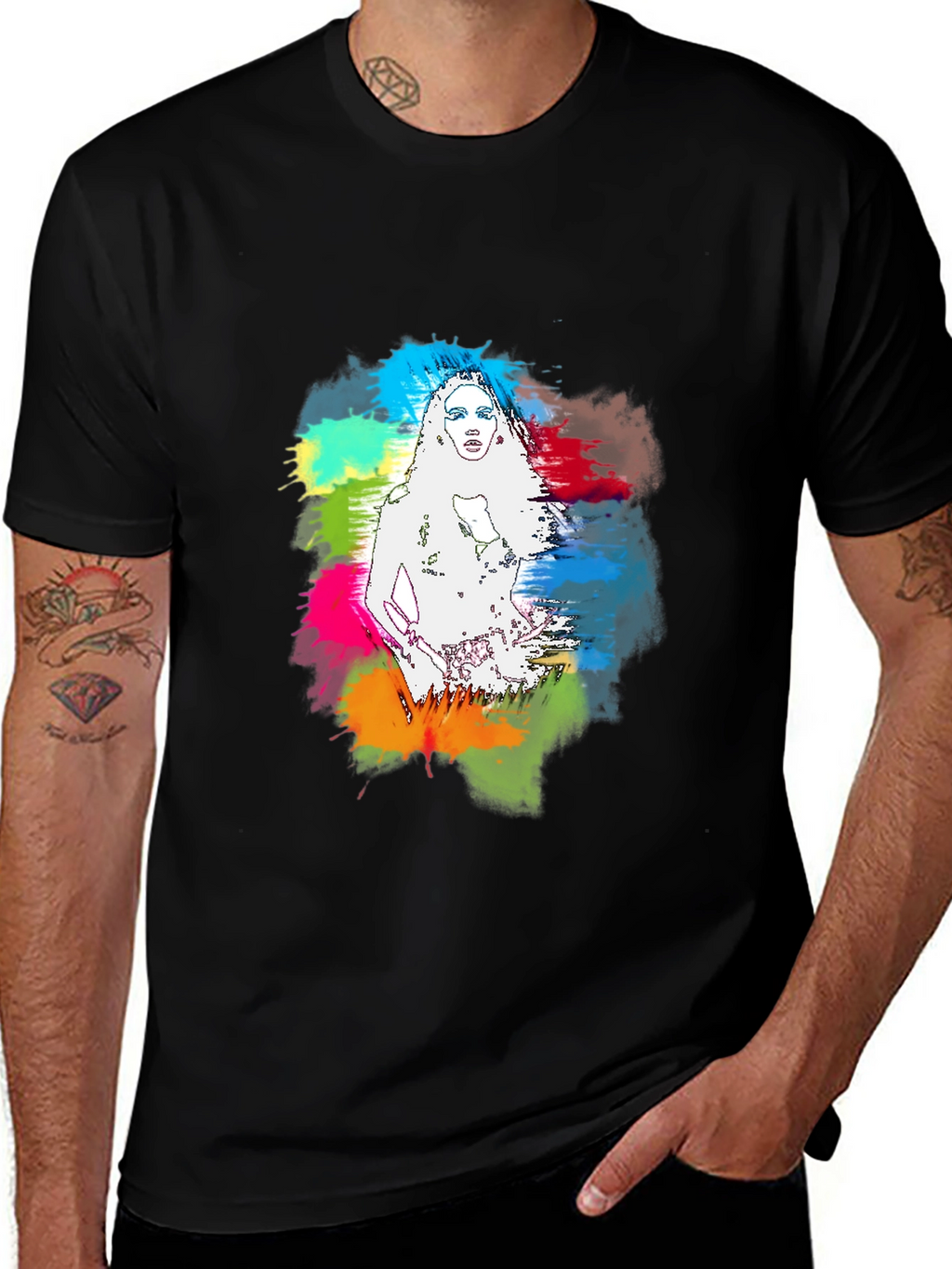 Vibrant Woman Graphic Black T-Shirt