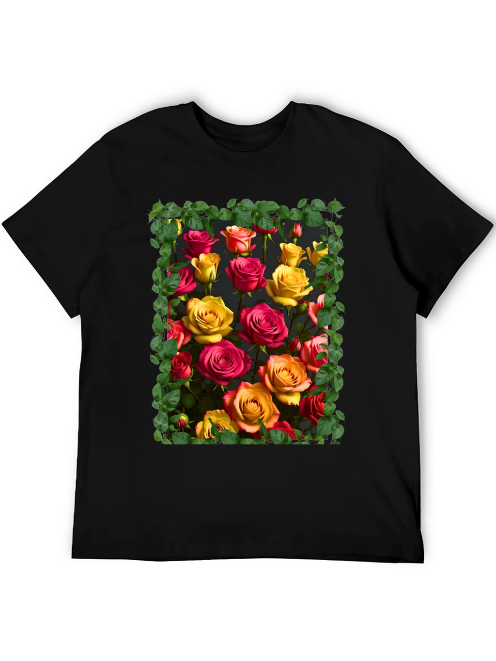 Floral Rose Graphic Tee - Unique Botanical Design