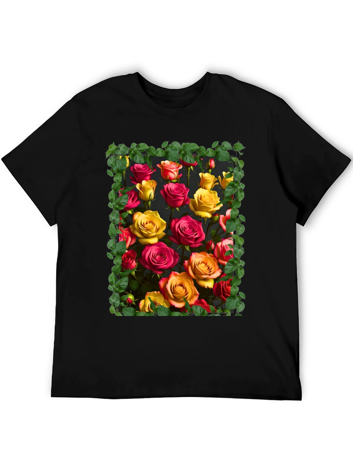 Floral Rose Graphic Tee - Unique Botanical Design