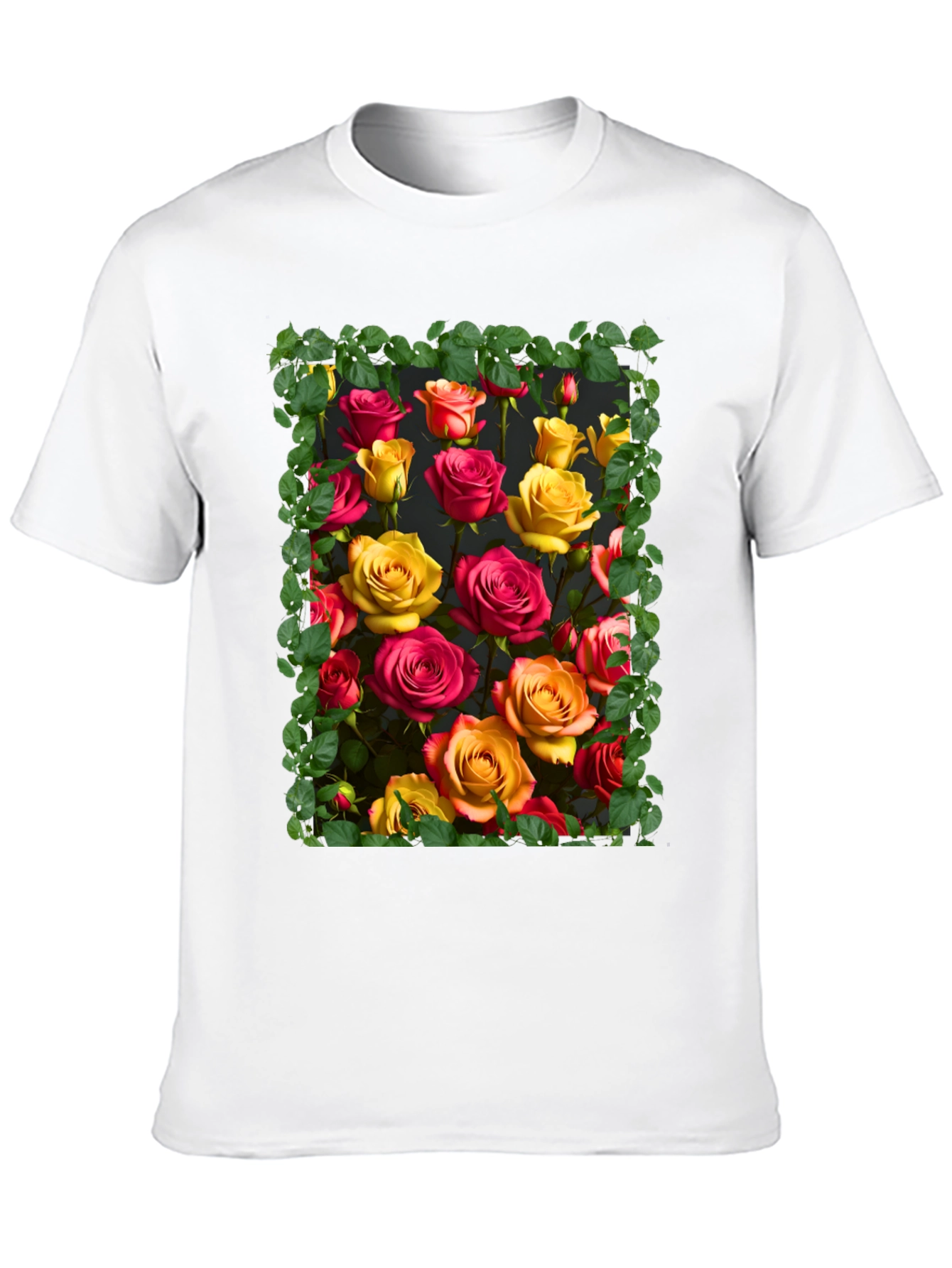 Floral Rose Graphic Tee - Unique Botanical Design