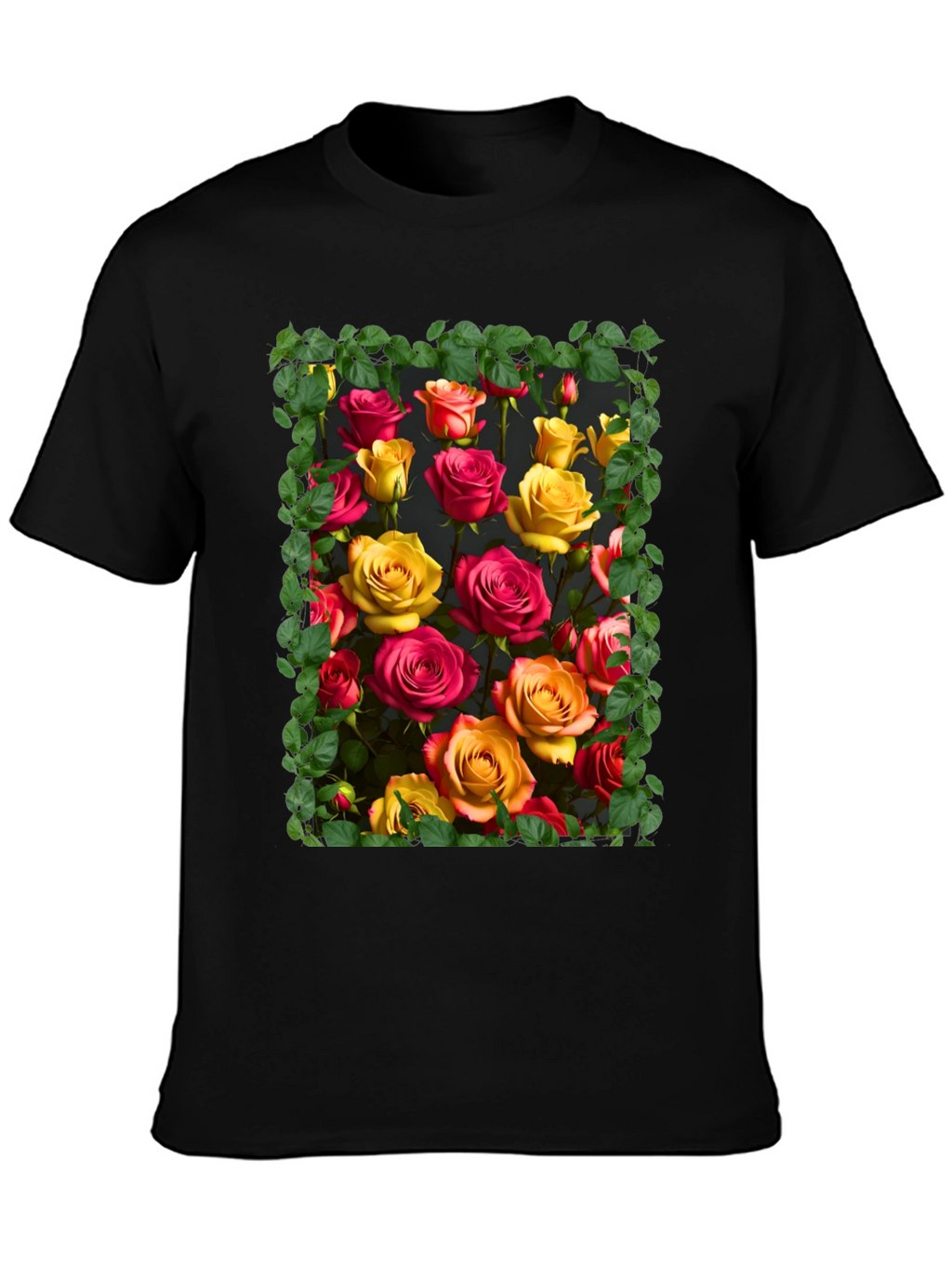 Floral Rose Graphic Tee - Unique Botanical Design