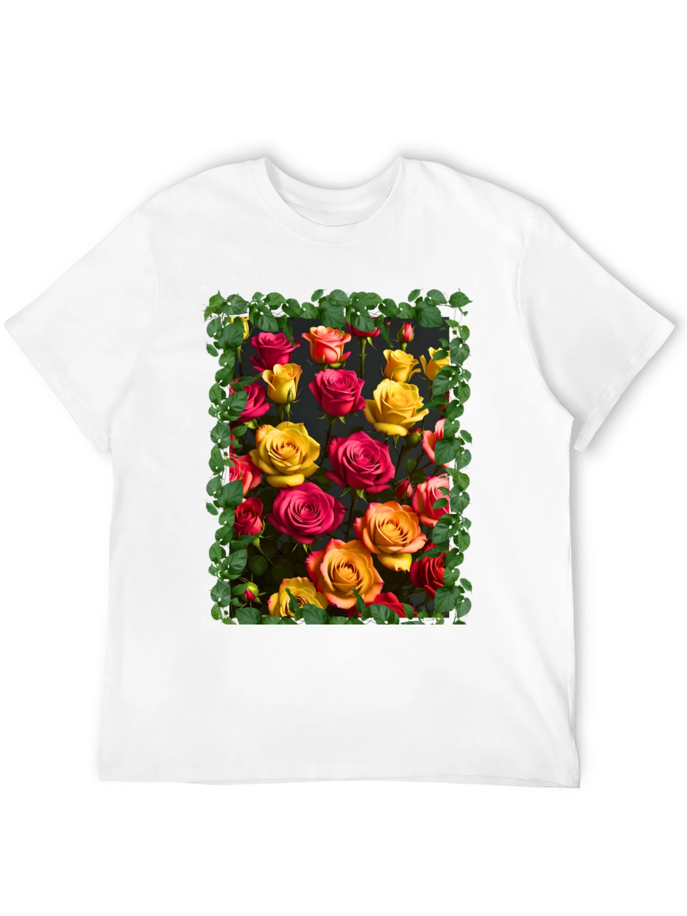 Floral Rose Graphic Tee - Unique Botanical Design
