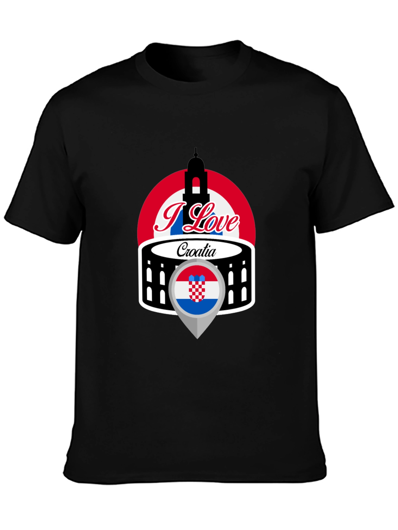 I Love Croatia T-Shirt - Black Graphic Tee