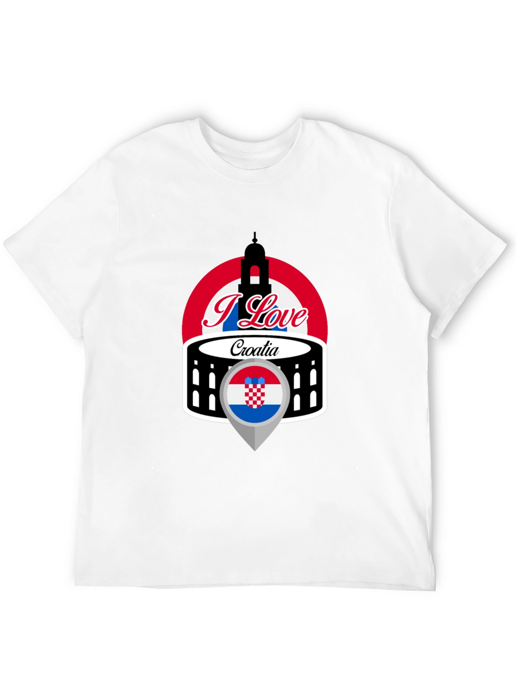 I Love Croatia T-Shirt - Black Graphic Tee