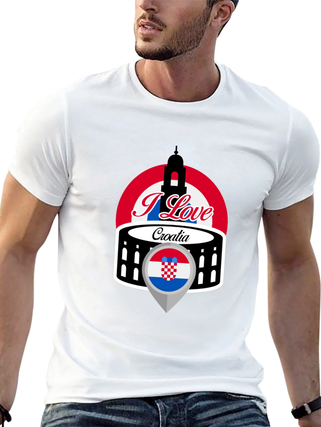 I Love Croatia T-Shirt - Black Graphic Tee