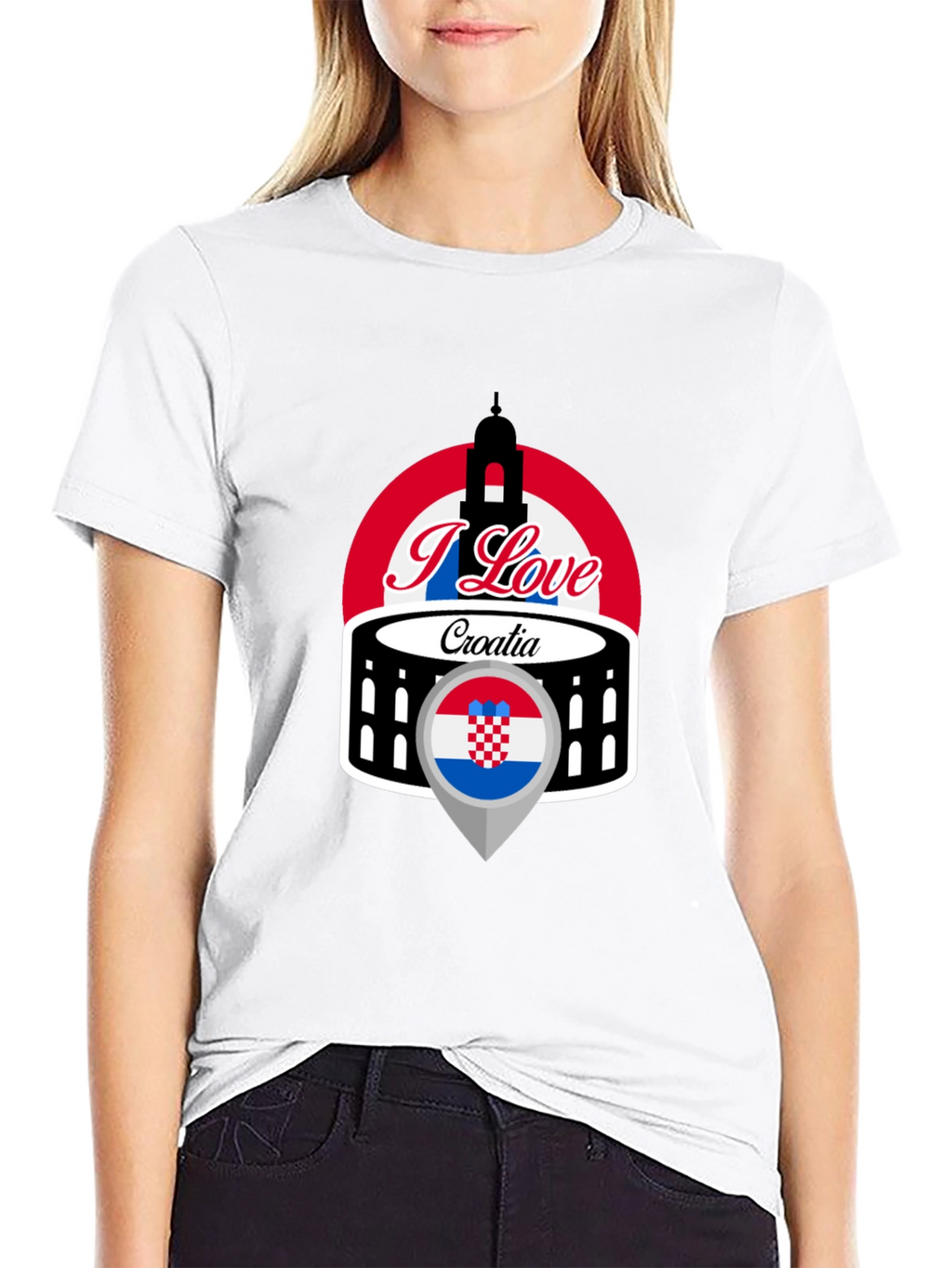 I Love Croatia T-Shirt - Black Graphic Tee