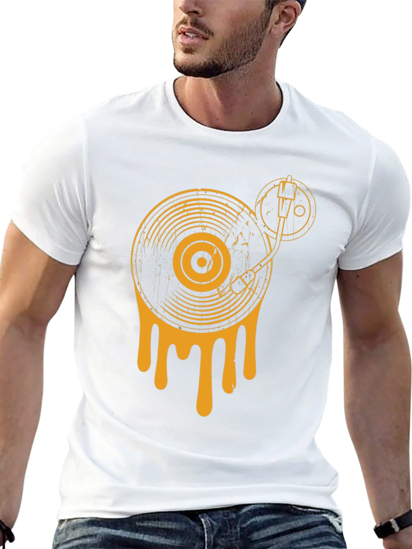 Retro Drip Turntable Graphic Tee - Black