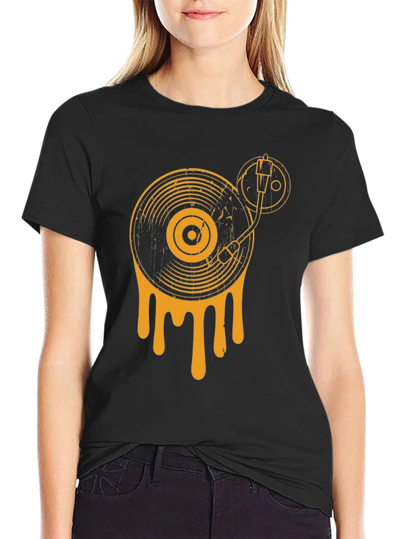 Retro Drip Turntable Graphic Tee - Black