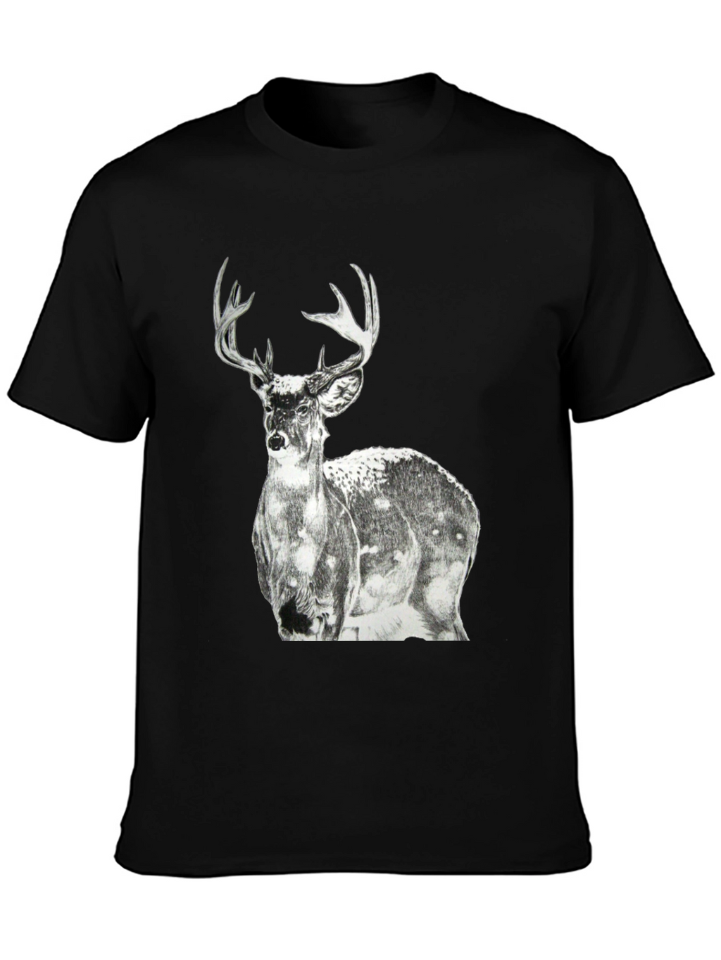Deer Graphic Print Mens Black T-Shirt