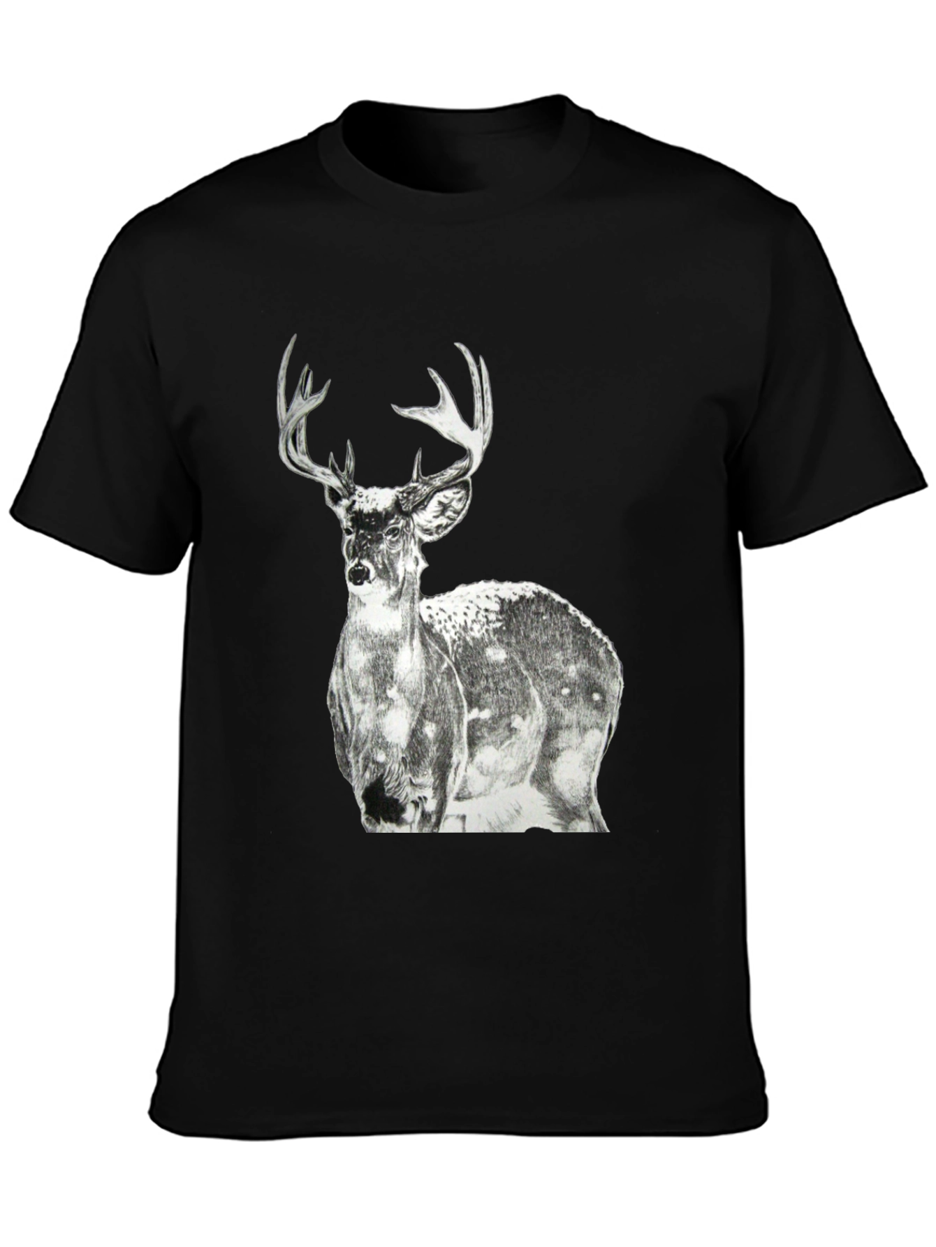 Deer Graphic Print Mens Black T-Shirt