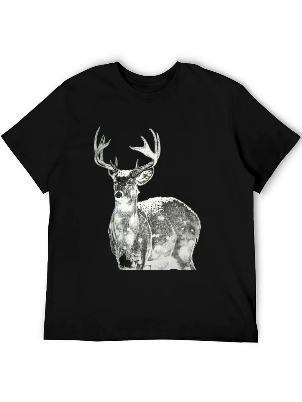 Deer Graphic Print Mens Black T-Shirt