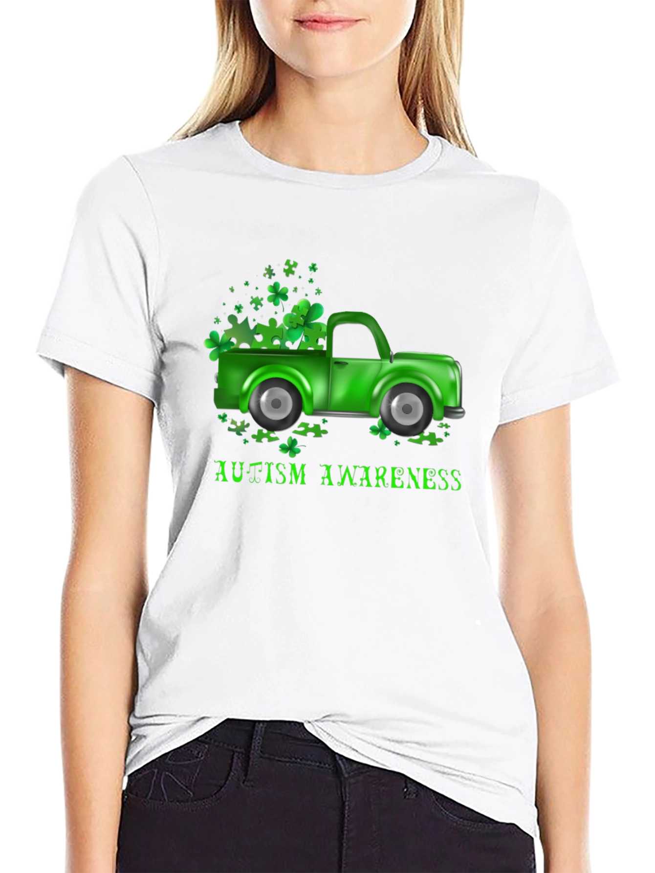 Autism Awareness Shamrock Truck T-Shirt