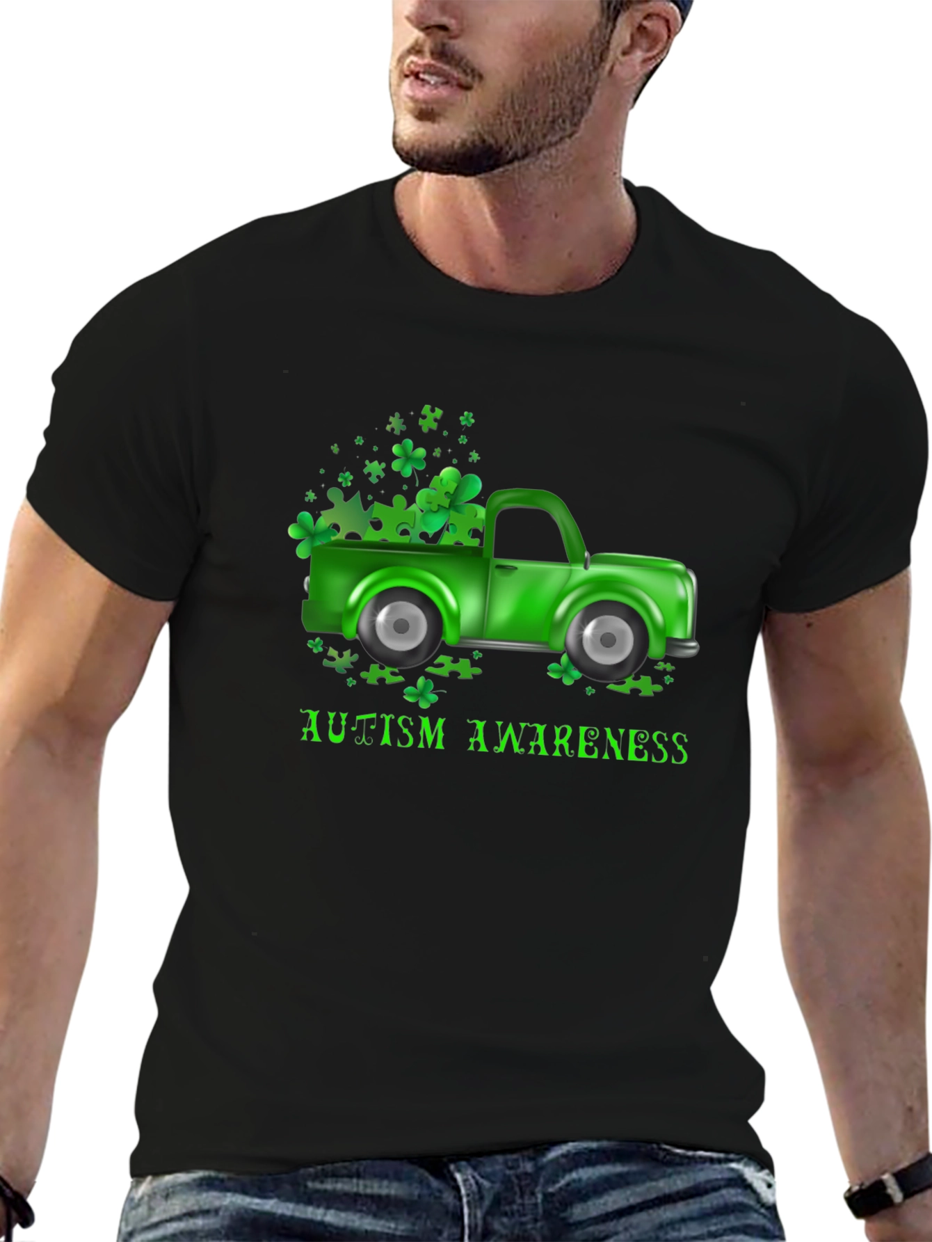 Autism Awareness Shamrock Truck T-Shirt