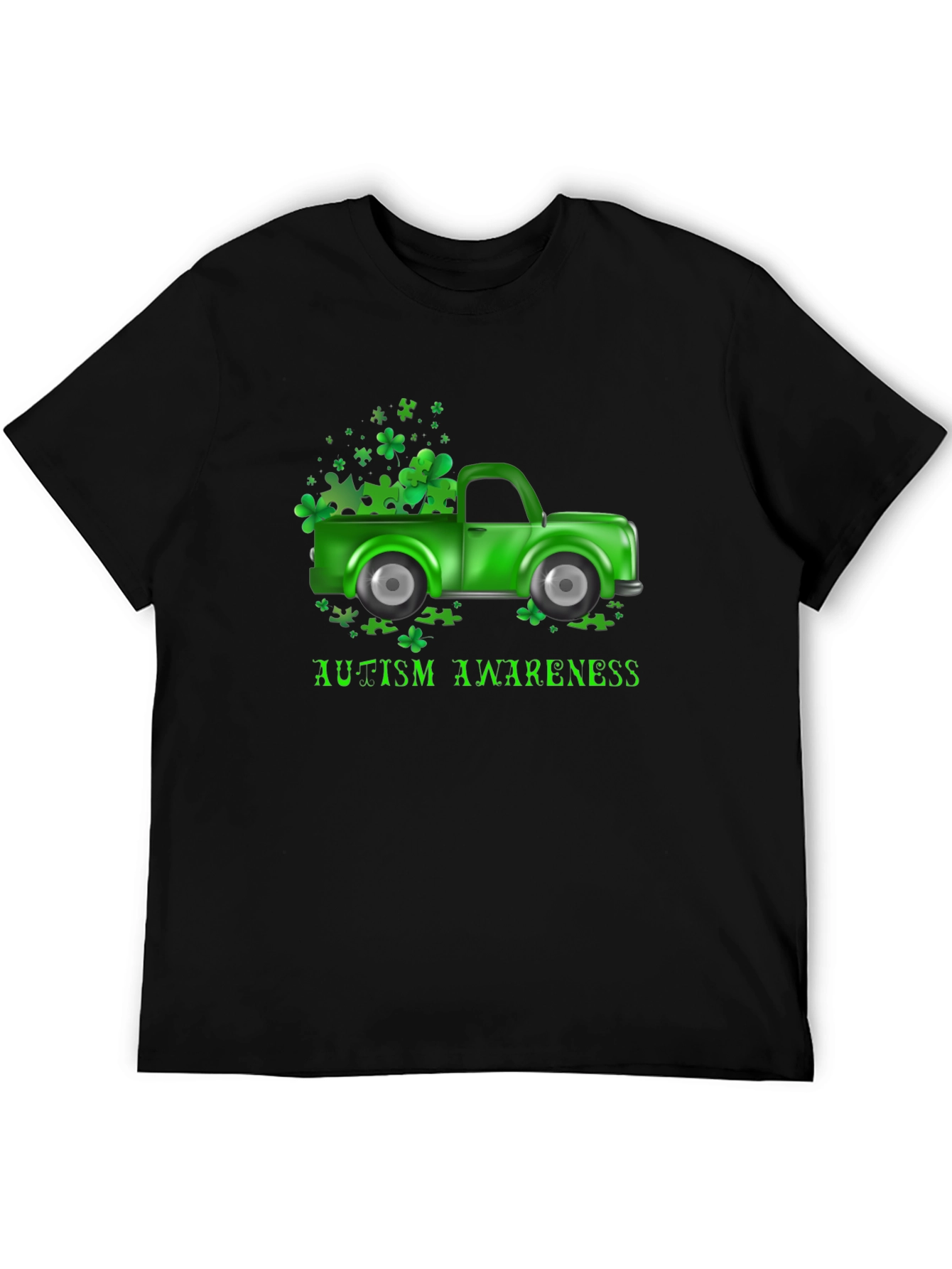 Autism Awareness Shamrock Truck T-Shirt