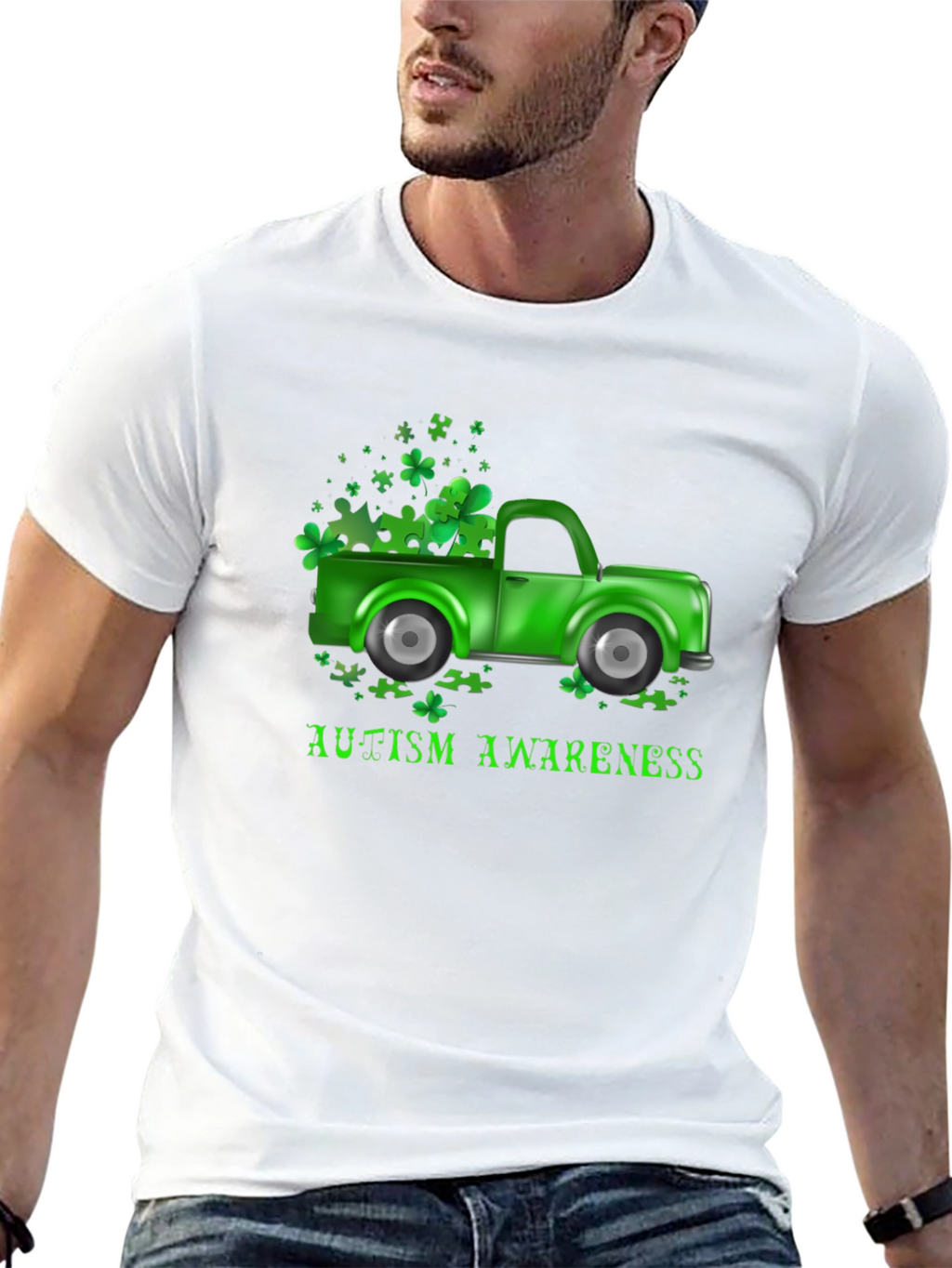 Autism Awareness Shamrock Truck T-Shirt