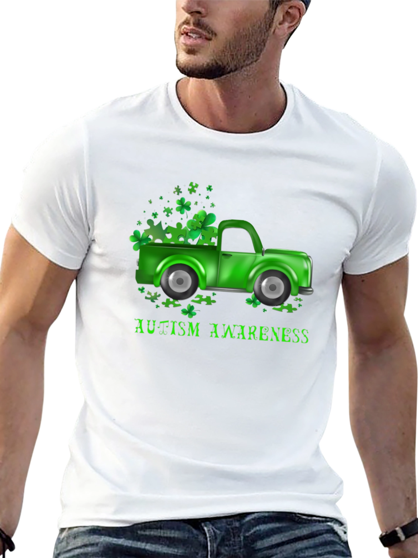 Autism Awareness Shamrock Truck T-Shirt